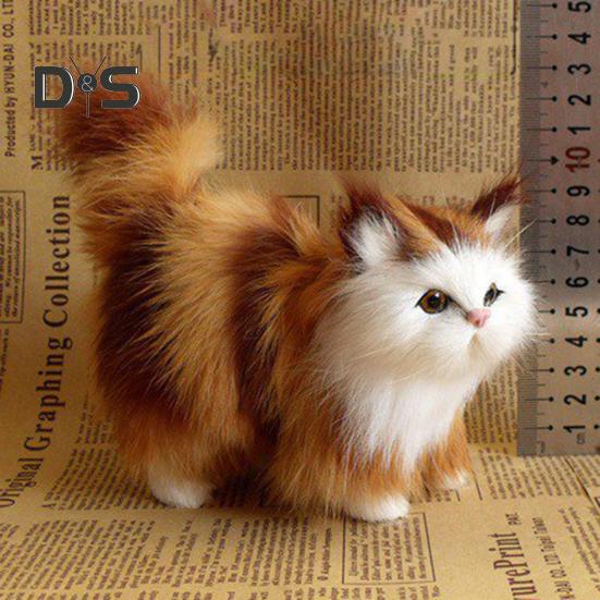 Имитация кошачьего орнамента, реалистичная плюшевая игрушка кошечка, искусственный мех, модель животных, пушистая кукла для кошек, подарок для детей, любителей кошек