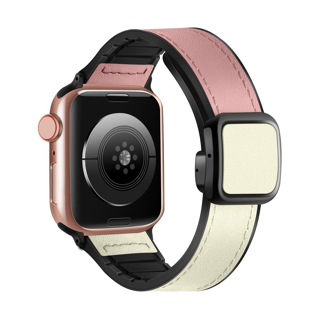 Ремешок из натуральной кожи для Apple Watch 45мм 44мм 40мм 41мм 49мм 42мм Магнитный браслет correa Серия 9 8 7 6 5 4 SE Ultra 2