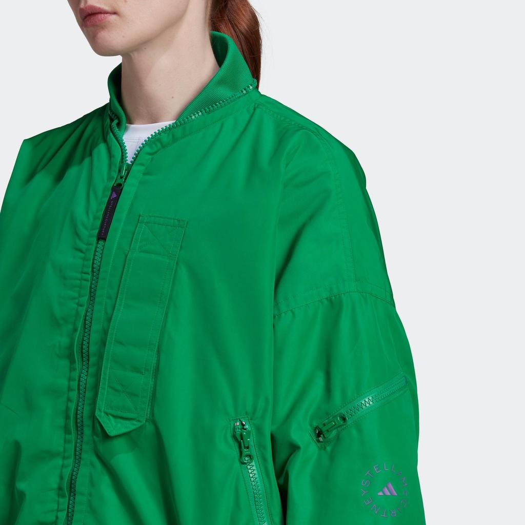 adidas Вязаная куртка-бомбер Stella McCartney Зеленая Женская HI0926