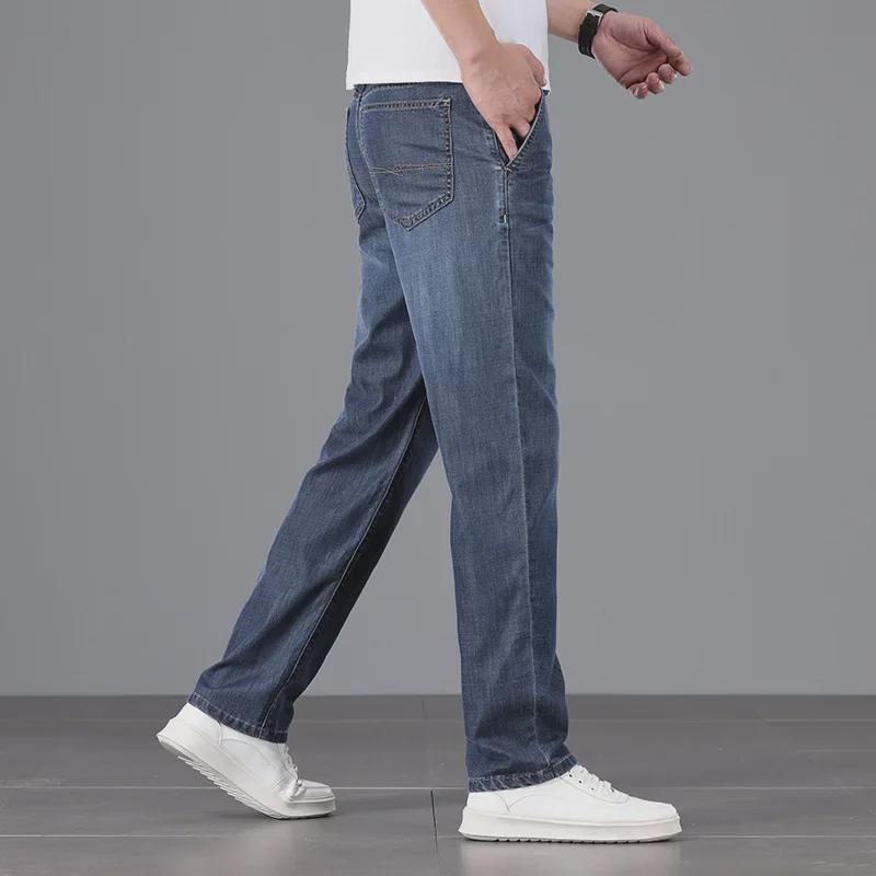 Мужские джинсы из лиоцелла: 200 фунтов. Свободные прямые брюки из хлопка, весна/лето, легкие, дышащие, повседневный стиль