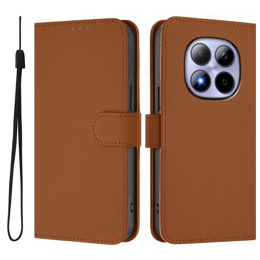 For Xiaomi Redmi Note 15 Pro 5G Case Solid Color Wallet Leather Phone Cover with Strap