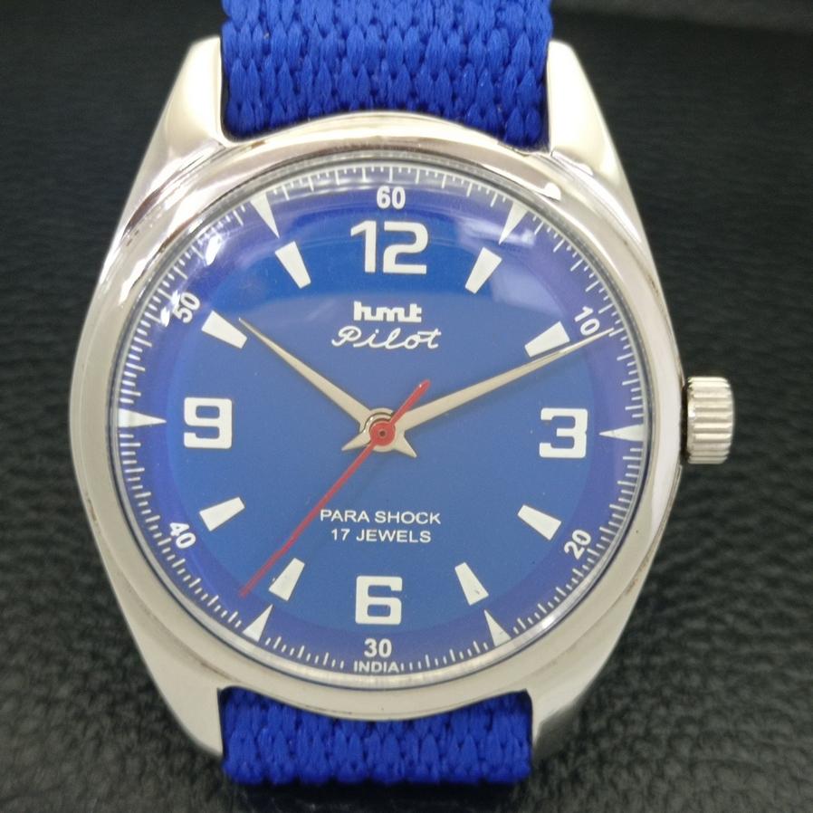 HMT PILOT AUTHENTIC INDIAN MENS MANUAL WINDING BLUE DIAL WATCH A600049-5 N101-a600049