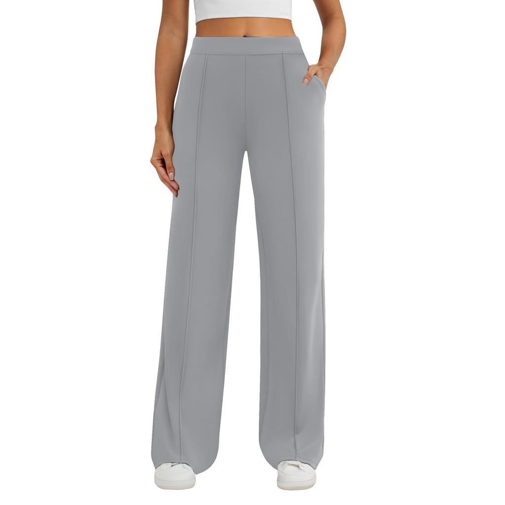 Женские брюки-палаццо, эластичные, с высокой посадкой, рабочие брюки, деловые повседневные брюки с карманами