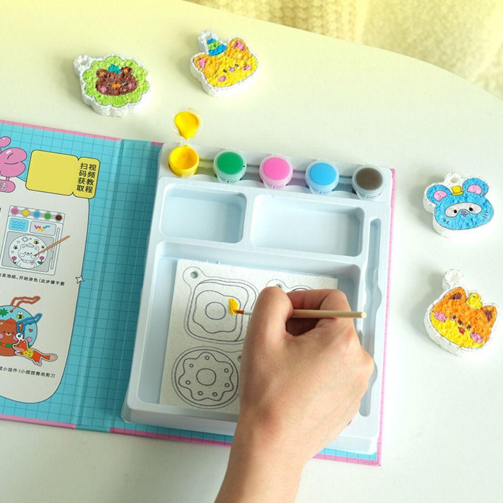 Sponge Texture Drawing Pens Kit With Easel 3D Drawing Canvas Texture Painting Toy Kids Craft