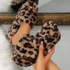 Fashion Ladies Shoes On Sale 2024 New Open Toe Women's Slippers Autumn Leopard Print Suede Warm Platform Casual Large Size Slippers