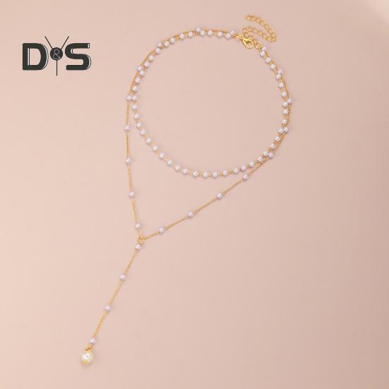 Золотое ожерелье из искусственного жемчуга для женщин, двухслойный чокер-цепочка из искусственного жемчуга, для подарков на день рождения, свадьбу, годовщину