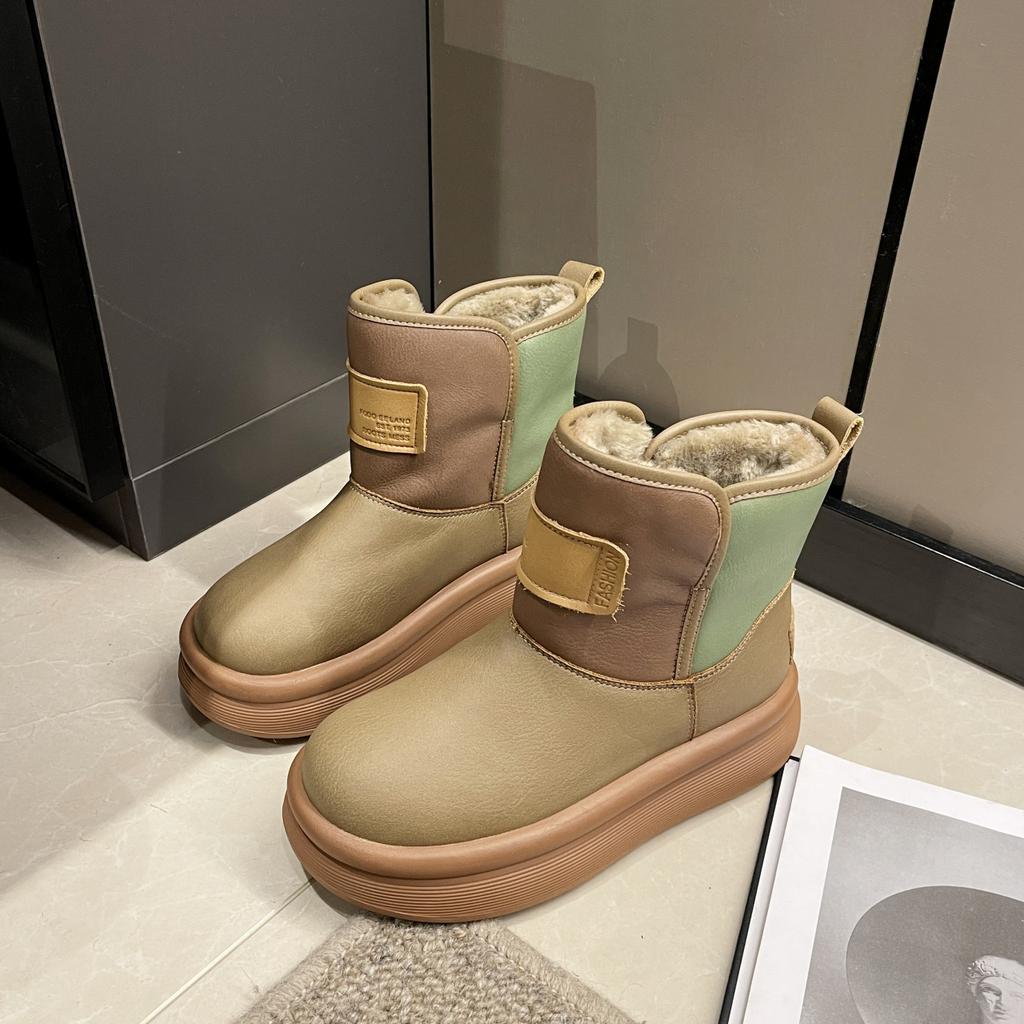 Winter Women Snow Boots Plush Insole Handmade Genuine Leather Ankle Chelsea Boot Waterproof Warm Fur Shoes Soft Thick Snow Boots