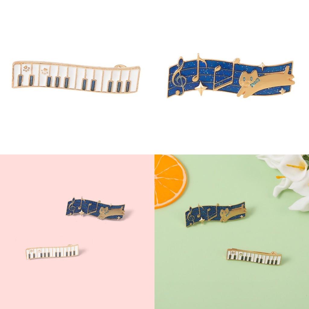 Очаровательная металлическая брошь в виде кошки и ноты. Уникальный модный подарок для любителей музыки.