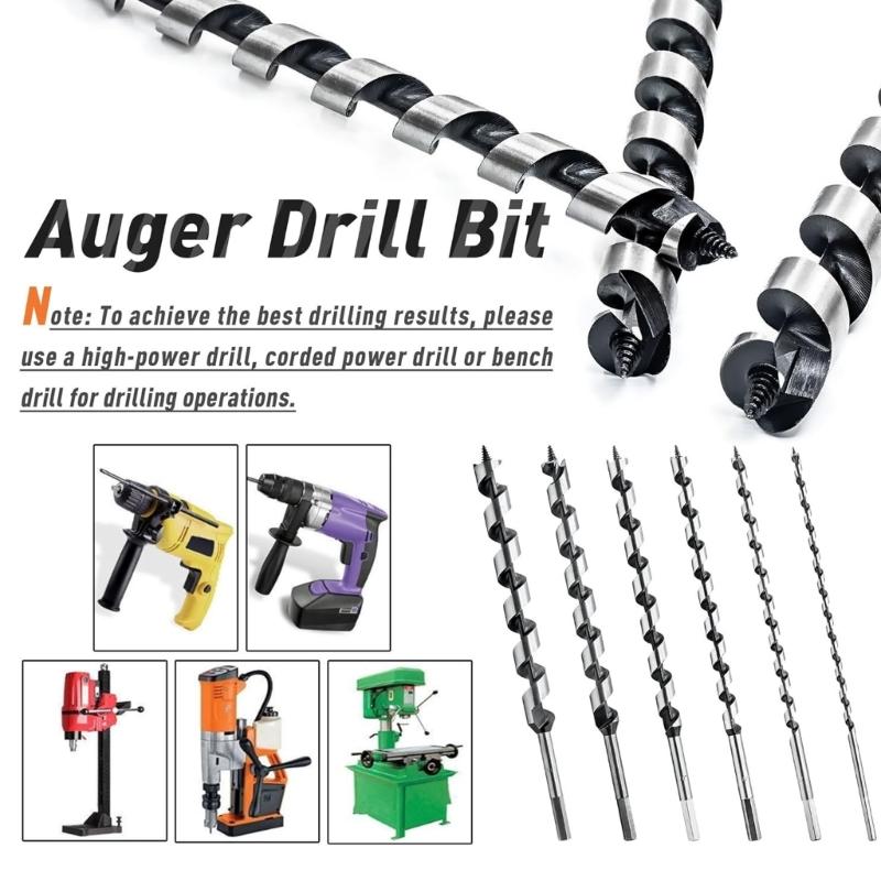 6PCS Hex Shank Drill Bit Set Long Spirals Design for Highly Torqued Stability in Hardwood Universals for Power Drills