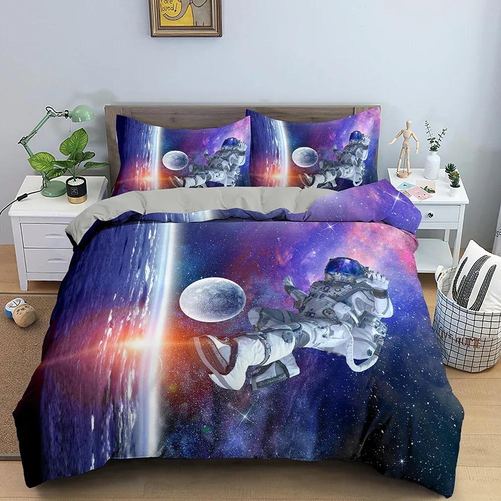 3D Design Duvet Cover Bedding Sets Spaceman Pattern Comforter Cover Pillowcases Double Single King Queen Size Bedclothes