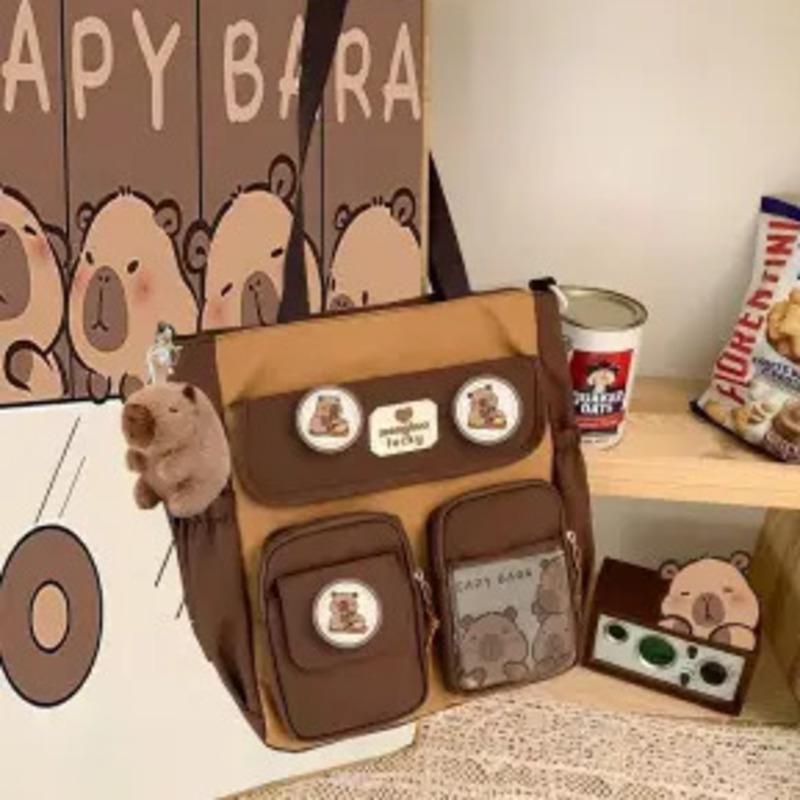 Рюкзак Capybara, милый рюкзак, плюшевый школьный рюкзак, мультяшный, мягкий, смешной, с животными, большой емкости, унисекс, эстетические рюкзаки Y2K