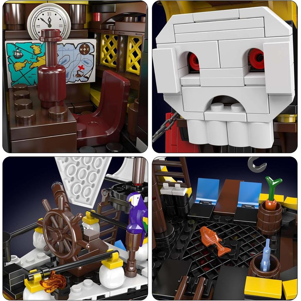 MOULD KING 10137 MOC Revenge Pirate Ship Clamp Blocks Kit Sailing Ship Building Blocks Toys for Adults and Kids