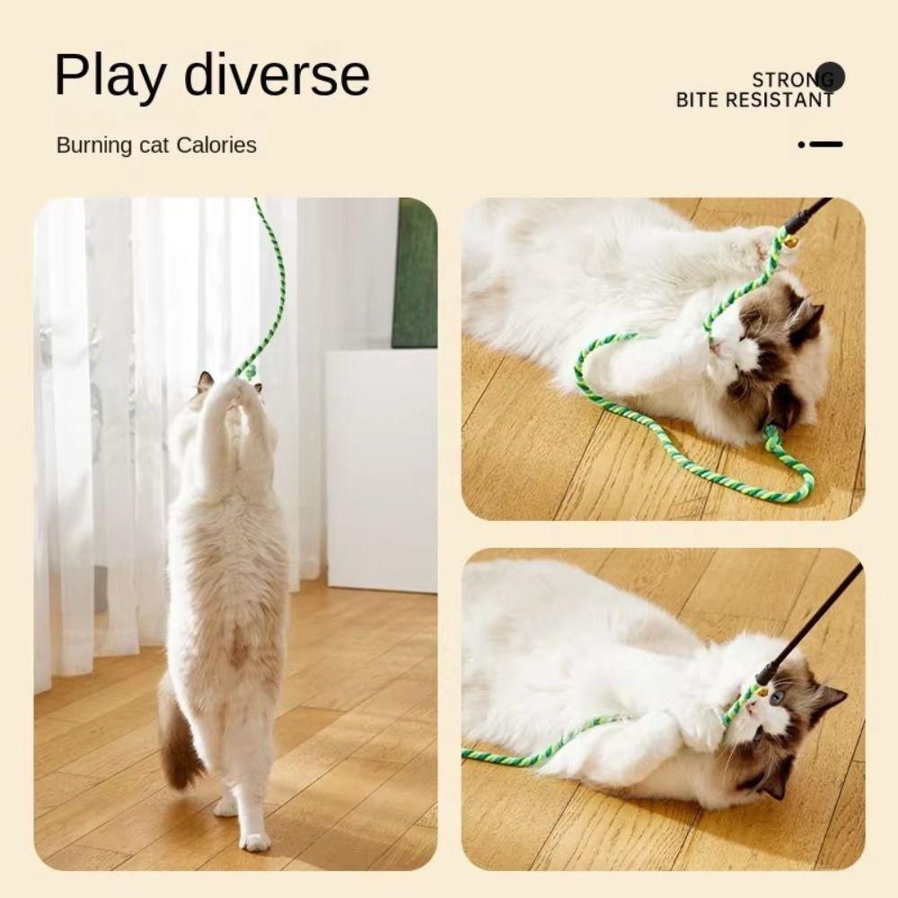 Simulation Feather Cat Stick Toy Bell Attachment Interactive Design Kitten Playing Toy Flexible Lightweight Feather Cat Toy