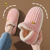 Warm Winter Couple Style Concise Solid Color Wrap Heels Plush Slippers Non Slip Warm Flip Flops Women Men Home Casual Cotton Shoes