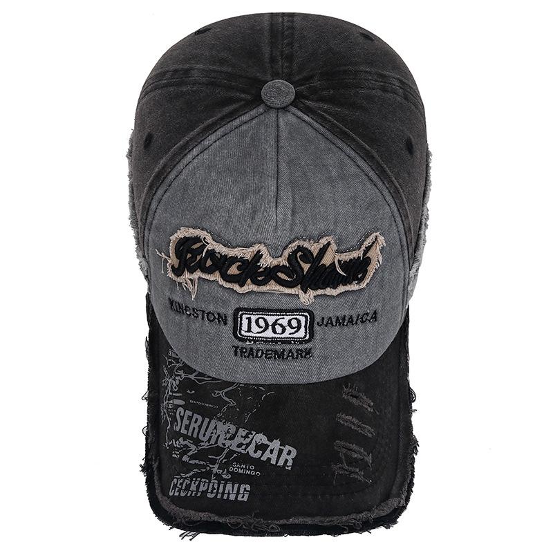 Кепка бейсболка с дыркой, с необработанным краем, выстиранная, состаренная, вышитая, цифровая, пятипанельная, солнцезащитная, экспортная, в наличии