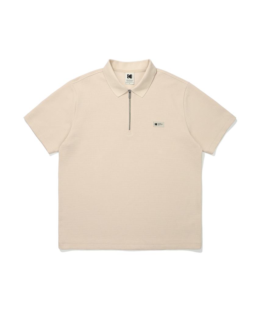 KODAK Aerocool Waffle Washed Collared T-Shirt Ivory