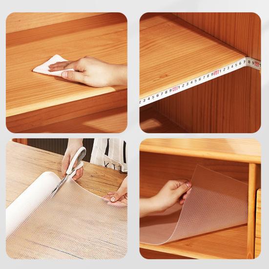 Kitchen Cabinet Non-Adhesive Shelf Liner Water-Resistant Oil-Proof Washable Food-Grade EVA Drawer Liner Kitchen Accessories