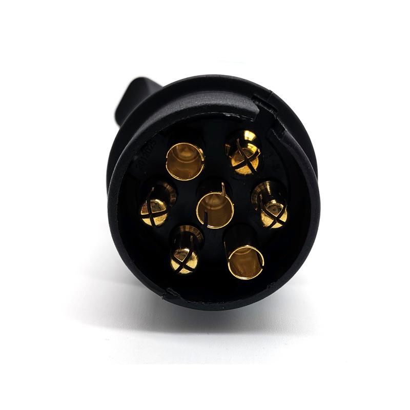 European 7-Pin Nylon Plug Socket with Rubber Pad for RV Trailer