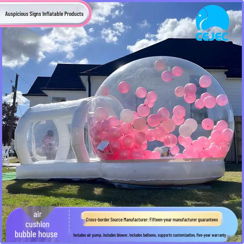 Transparent Dome Bubble House: Inflatable Trampoline Bed and Starry Sky Exhibition Tent