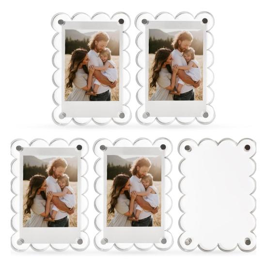 Magnetic Photo Frame Acrylic Refrigerator Magnet Transparent Reversible Photo Holder for Fujifilm Display 3-Inch Photos