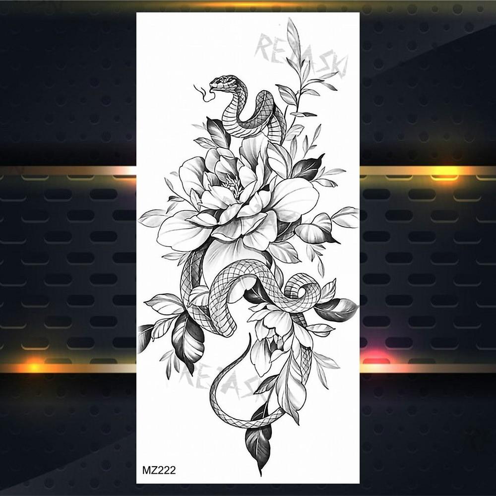 Purple Rose Jewelry Water Transfer Tattoo Stickers Women Body Chest Art Temporary Tattoo Girl Waist Bracelet Flash Tatoos Flower