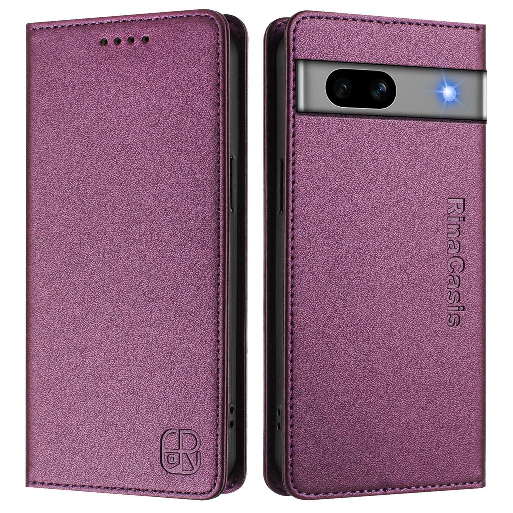 For Google Pixel 7a Leather Case RINACASIS RC01 Phone Cover with RFID Blocking Wallet Stand