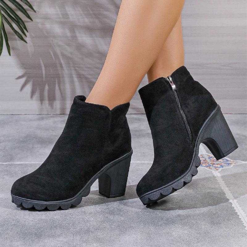 Women Platform Boots Women's Ankle Boots Autumn Elegant Faux Suede Elegant Concise Solid Colors High Heel Ankle Boots