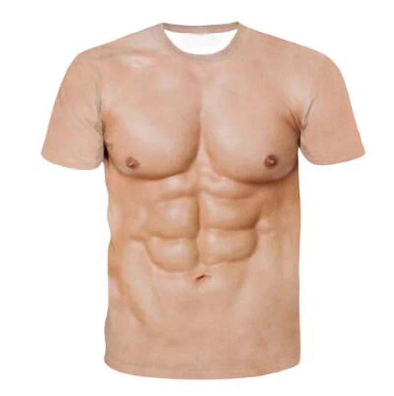 Футболка с 3D принтом Muscle Body, мужская летняя футболка, одежда, модные уличные футболки, модные топы с короткими рукавами и забавным телесным узором