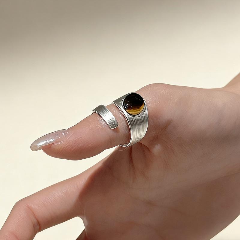 1pcs Fashion Couple Minimalist Handmade Simple Big Stone Rings For Women Fine Jewelry Gift Prevent Allergy