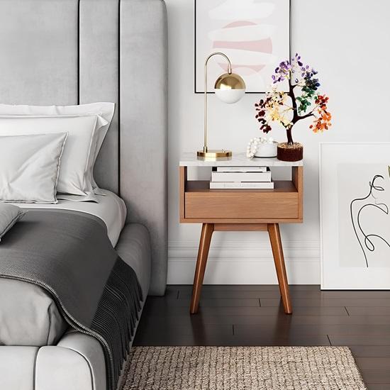 Хрустальное дерево семи чакр 300 бусин Денежное дерево Подарочный предмет на удачу 25,4-30,48 см Обмотанная золотой проволокой Каменное дерево 7 чакр