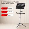 3 In 1 Professional Portable Sheet Music Stand Detachable Microphone Stand Phone Holder Music Stand Metal Height