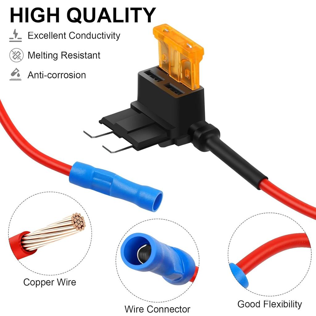 16 Pack 4 Types Fuse Tap, Upgraded 12V Car Add a Circuit Fuse Tap Kit - Standard Mini Micro2 and Low Profile Mini Fuses Taps, ATO ATC ATM APM Fuses