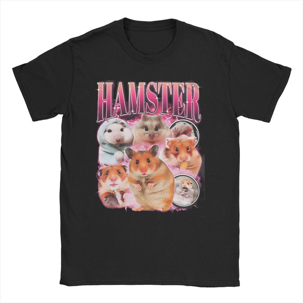 Three Hamster Moon TShirt for Unisex WoUnisex Vintage Pure Cotton Tee Shirt Round Neck Short Sleeve T Shirt Classic Tops