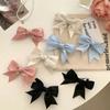2PCS Elegant Bow Ribbon Hair Clips Women Solid Color Satin Bowknot Clips Girls Korean Hairpins Party Headdress Hair Accessories