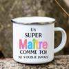 Merci Maitre Printed Mugs Creative Coffee Tea Cups Drinks Water Milk Enamel Mug School Home Handle Drinkware Gifts for Teacher
