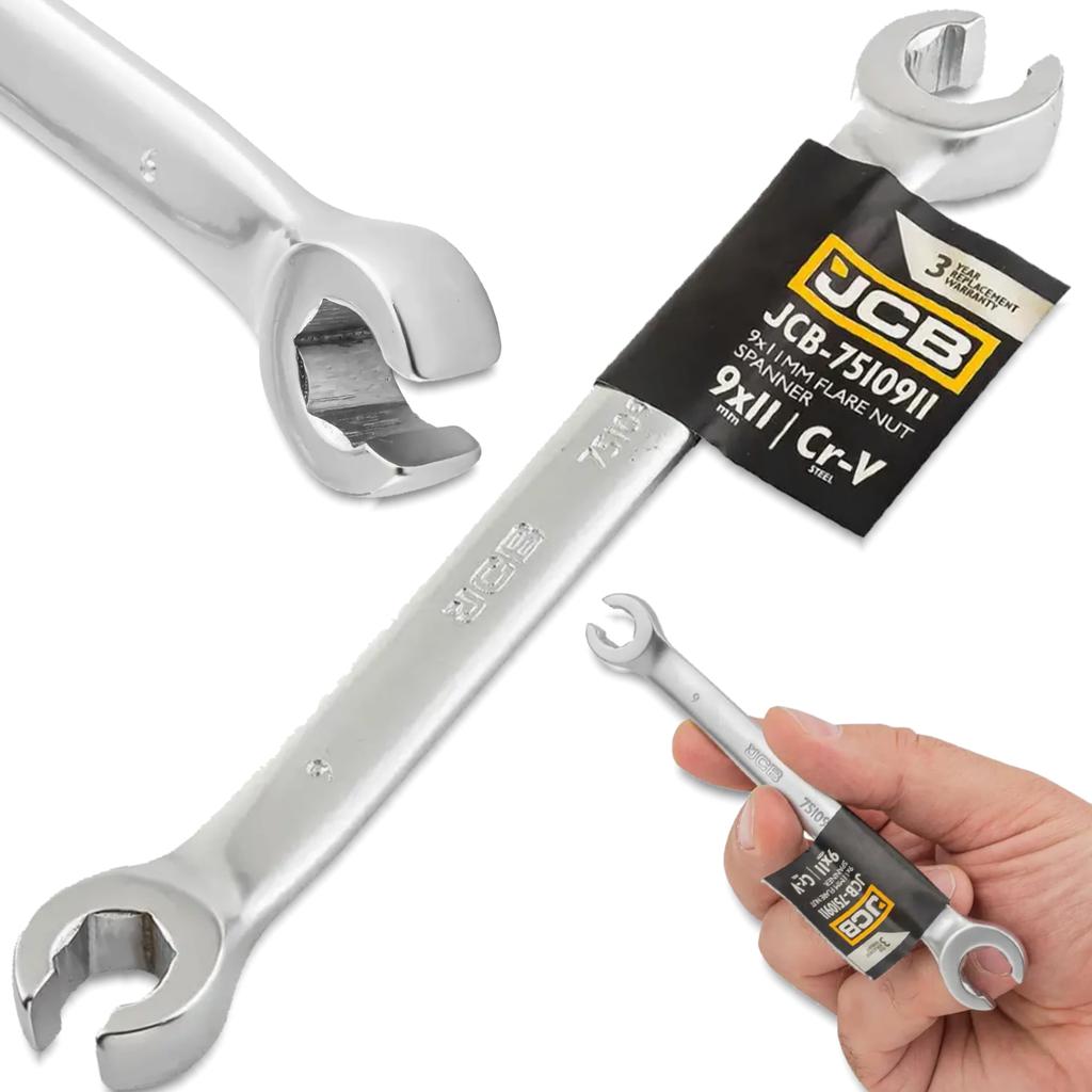 JCB 9x11 mm split ring spanner 2-sided Cr-V steel 6-point