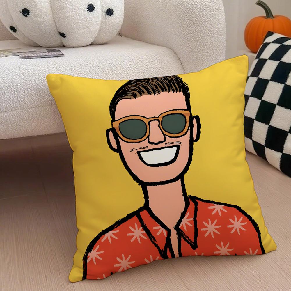 Minimal Witty French Art JJean Jullien Cushion Cover Throw Pillow Cover Hidden Button Durable Polyester Chair Cushion