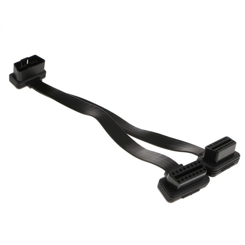 Car ODB II ODB2 16 Pin Male To Dual Female Flat Cable Adapter