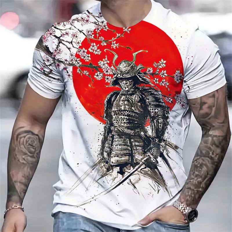 3D Printed Japan Samurai T Shirt For Men Personality Pattern T-Shirts Summer Fashion O-Neck Street Loose Tops Short Sleeve Tees