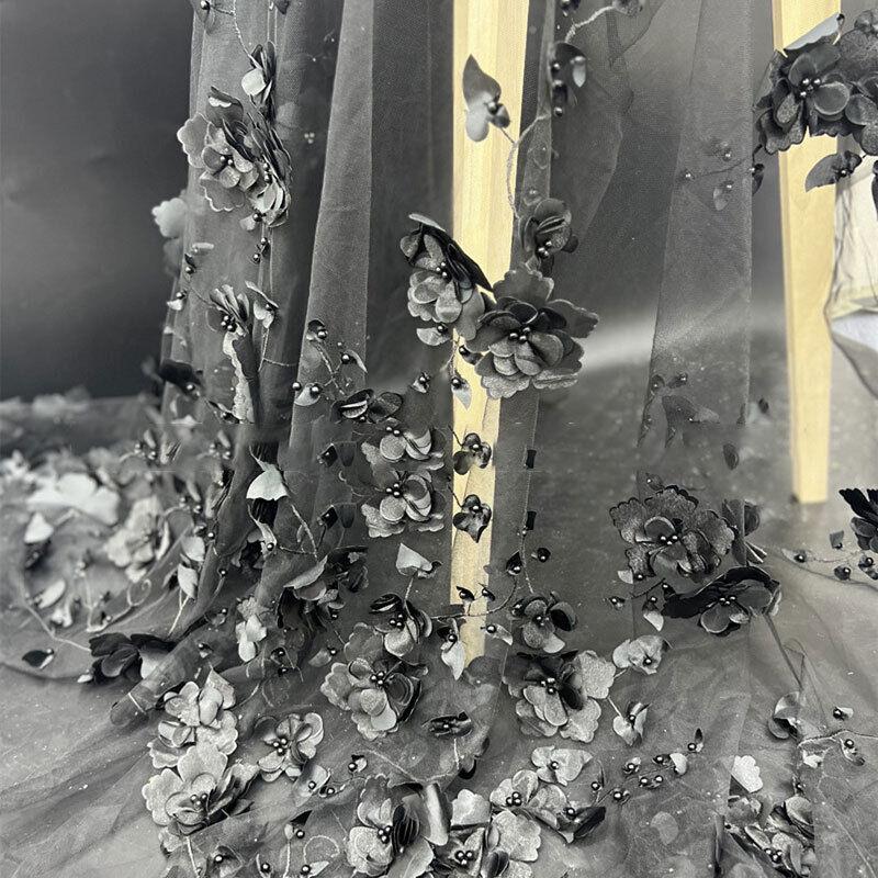 3DЦветочная Сетчатая Кружевная Ткань для Одежды Женское Свадебное Платье Вышитая Ткань DIY Шитье Платье-Халат Тюль Французская Гипюровая Африканская Кружевная