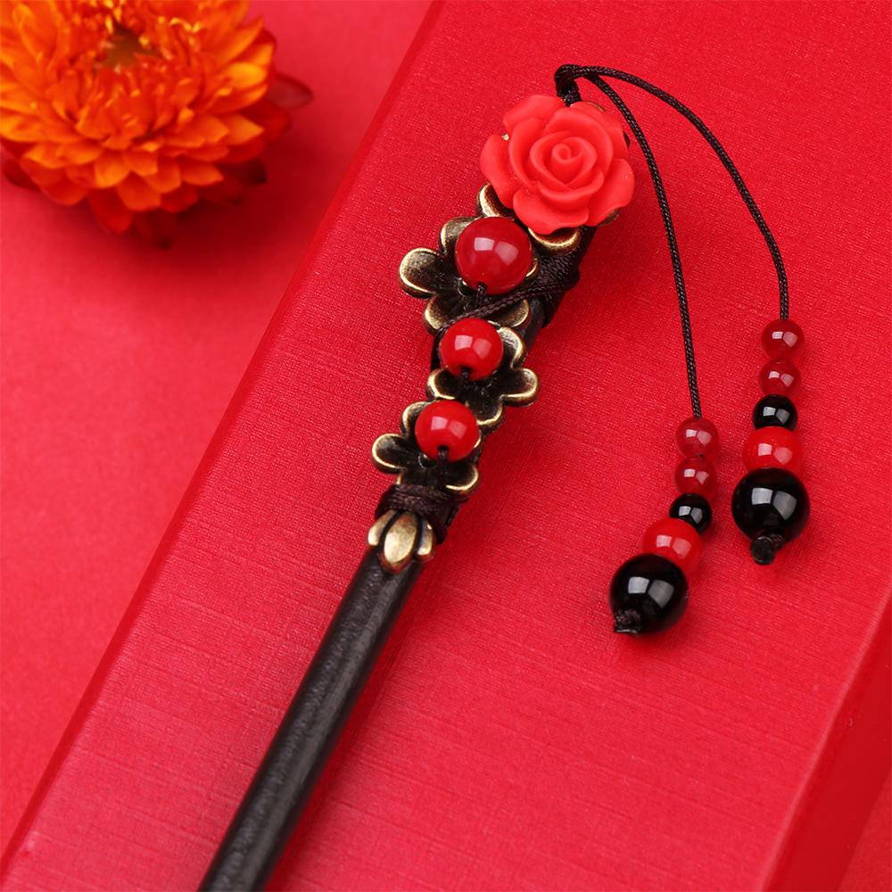 2 шт., деревянные винтажные заколки для волос с кисточками для девочек, палочки для еды, китайские палочки для волос