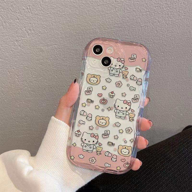 Элемент Hello Kitty подходит для чехла на мобильный телефон iPhone16 Pro 15plus Apple 14promax милый 13 Pro мягкий