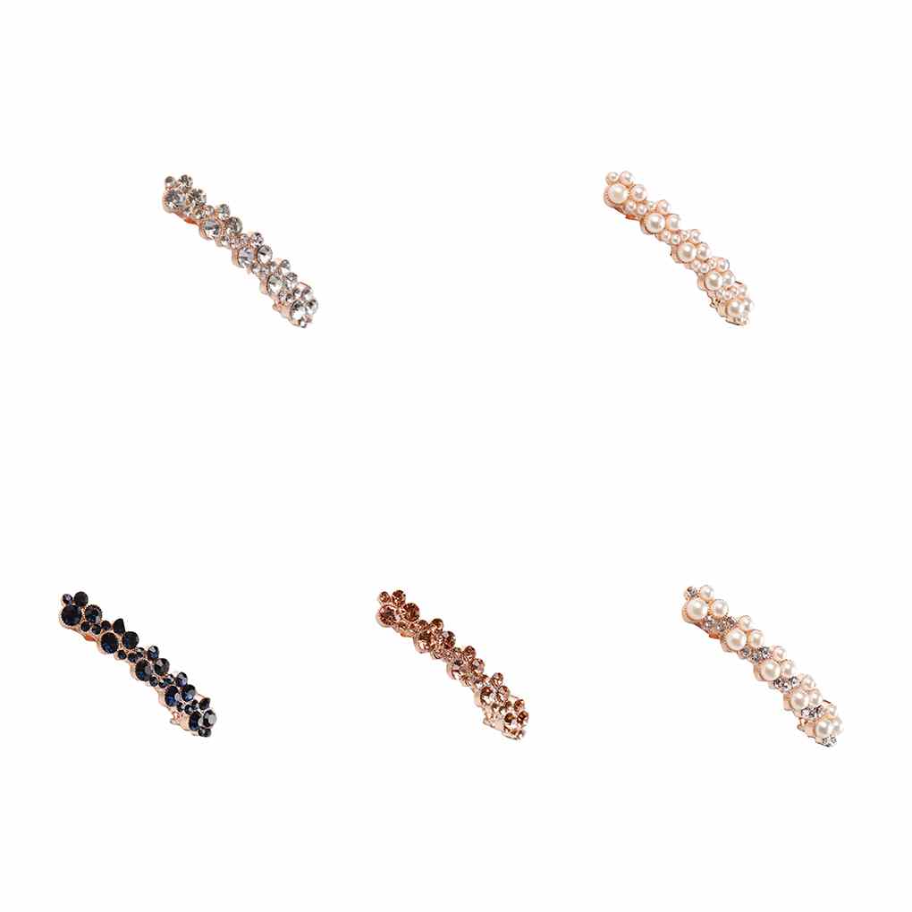 Pearl Rhinestone Studded Hair Clips Alloy Spring Barrette Clamps Hairpins Decorations Accessories