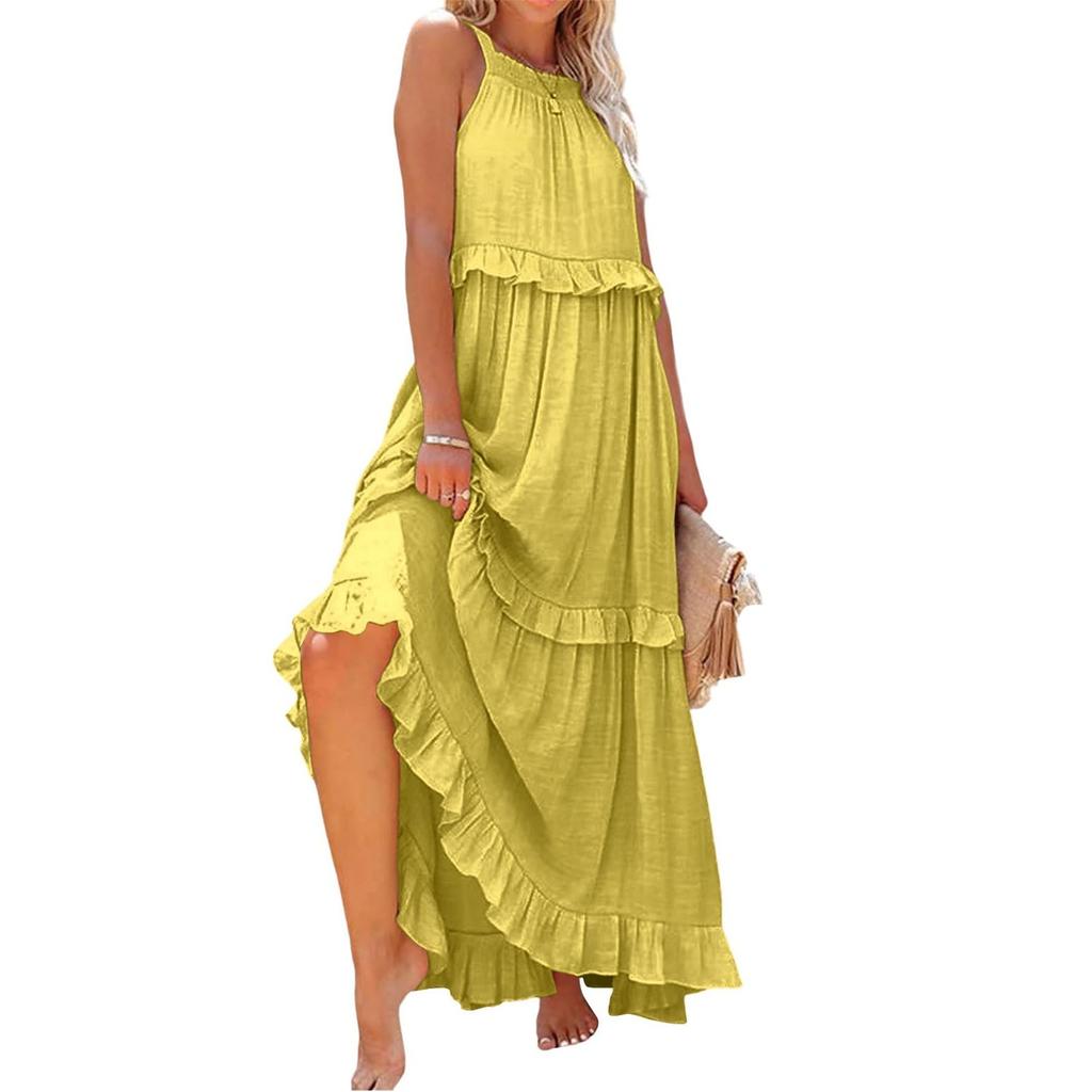 Женское летнее длинное платье, пляжное платье большого размера