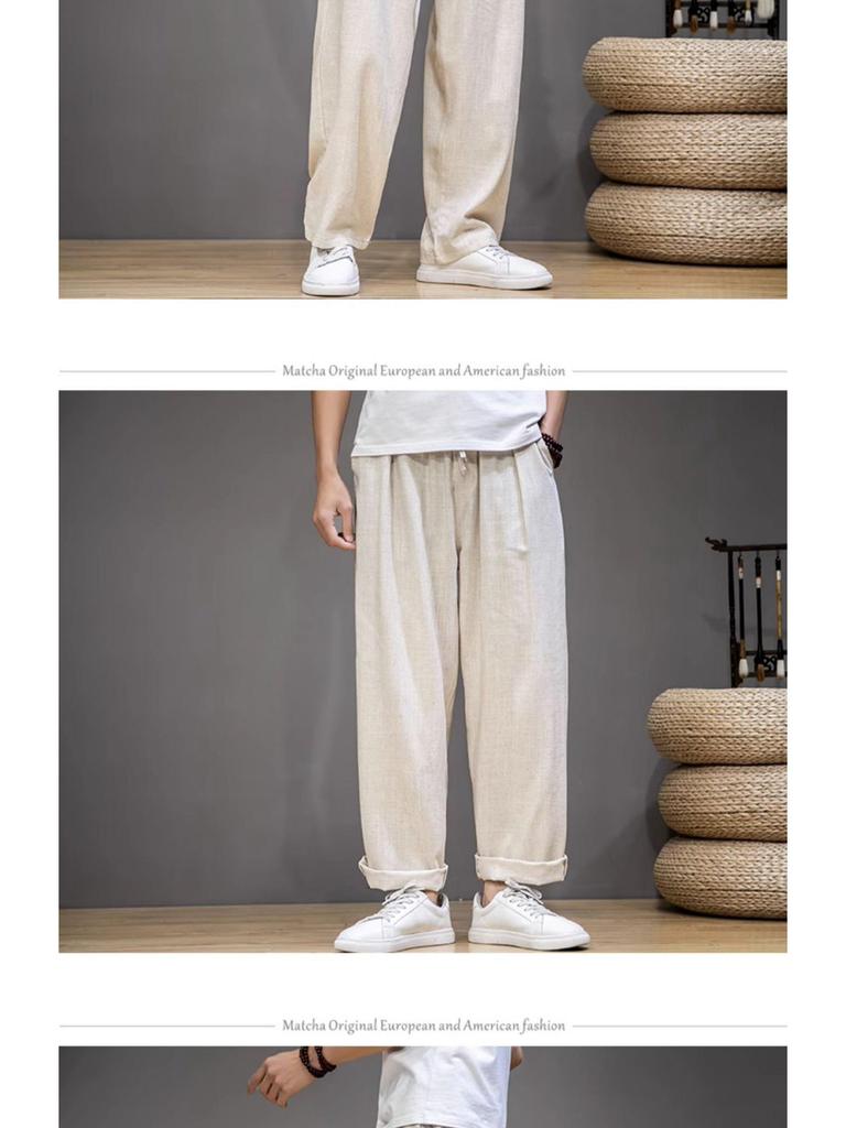 Men's Cotton & Linen Casual Pants - Summer/Winter Loose Wide-Leg Trousers