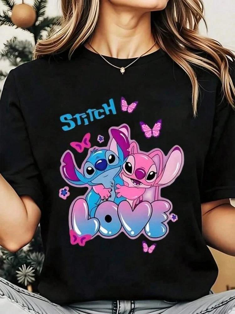 Stitch And Angel Love Butterflies T Shirt Gift For Friends