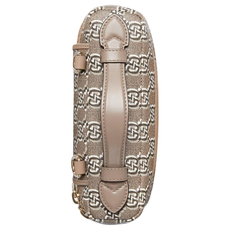 Gucci Detachable shoulder strap zipper closure leather leather trim handheld crossbody bag super mini women's taupe