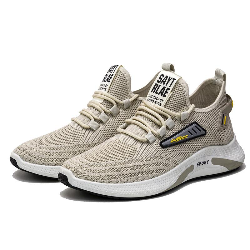Кроссовки мужские новые студенческие дышащие беговые кроссовки из летучего трикотажа на мягкой подошве, нескользящие туфли для вождения, мужская обувь