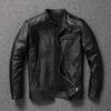 Кожаная куртка с воротником-стойкой, кожаная куртка, мотоциклетная куртка, первый слой из коровьей кожи, облегающая повседневная куртка большого размера