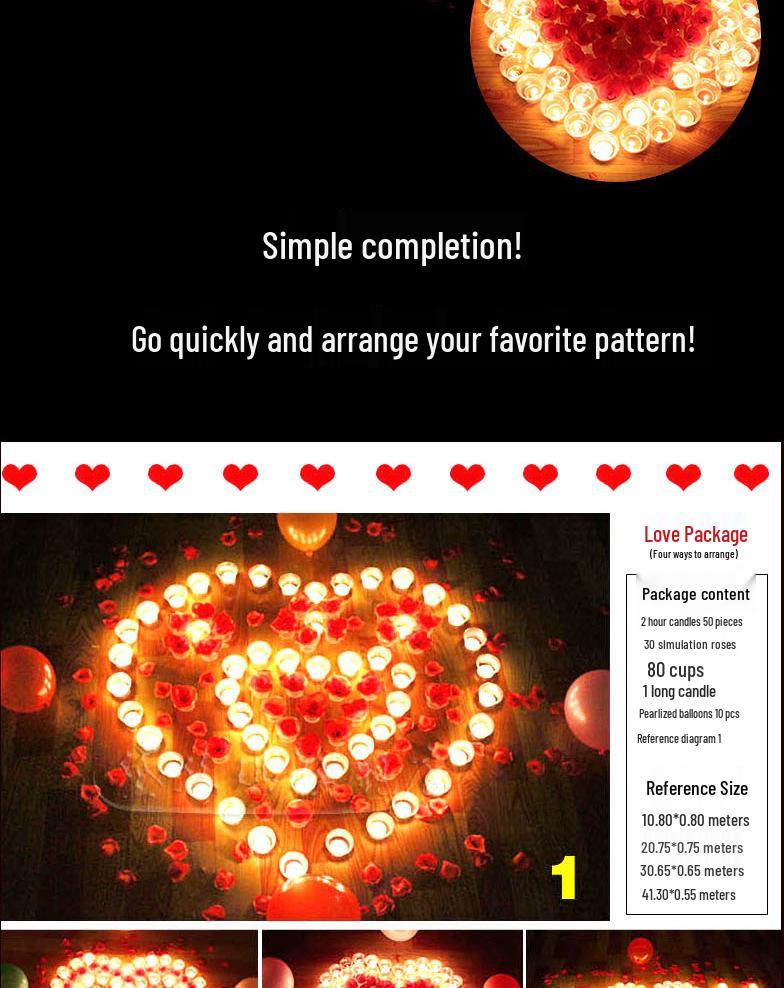 Циси День святого Валентина Романтические свечи-розы в форме сердца для признания в любви, предложения руки и сердца или украшения на день рождения.